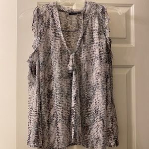 Ana 2xl sleeveless leopard print sheer blouse